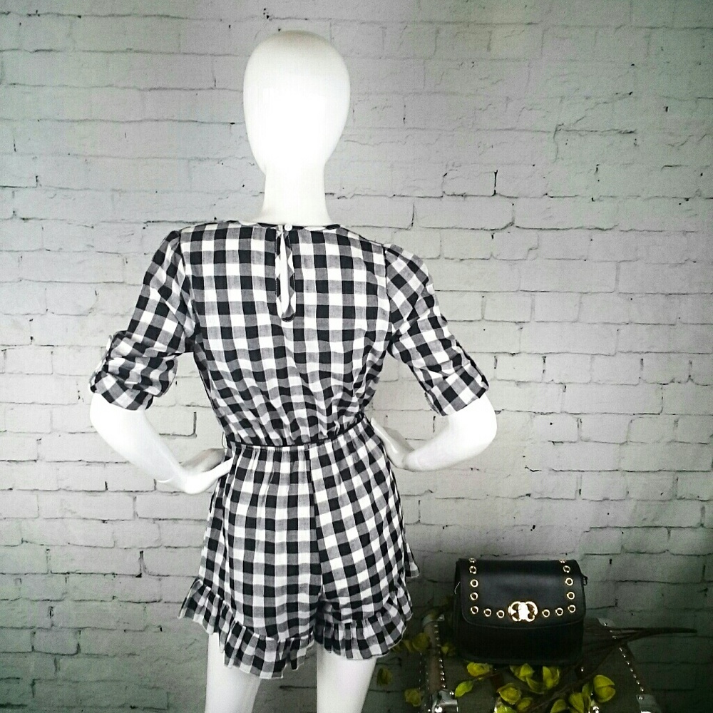Hazel gingham crossed bodice romper - Picture 3 of 6
